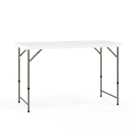 Flash Furniture Rectangle Wh 24X48 Plastic Fold Table, 23.75" W, 47.75" L, 29.25" H, Plastic Top, White DAD-YCZ-122Z-2-GG